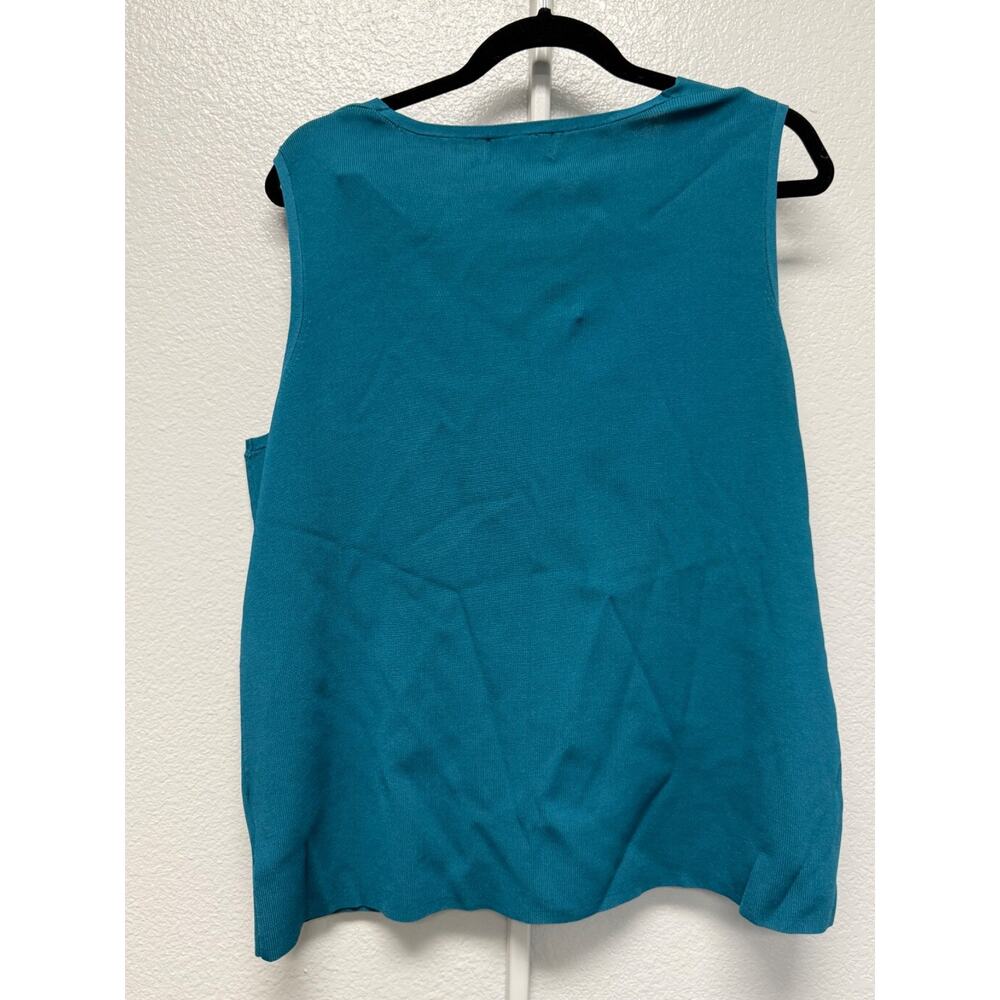 Worthington Teal Preppy V Neck Stretch Knit Sleeveless Sweater Blouse Size 3X - Picture 5 of 6